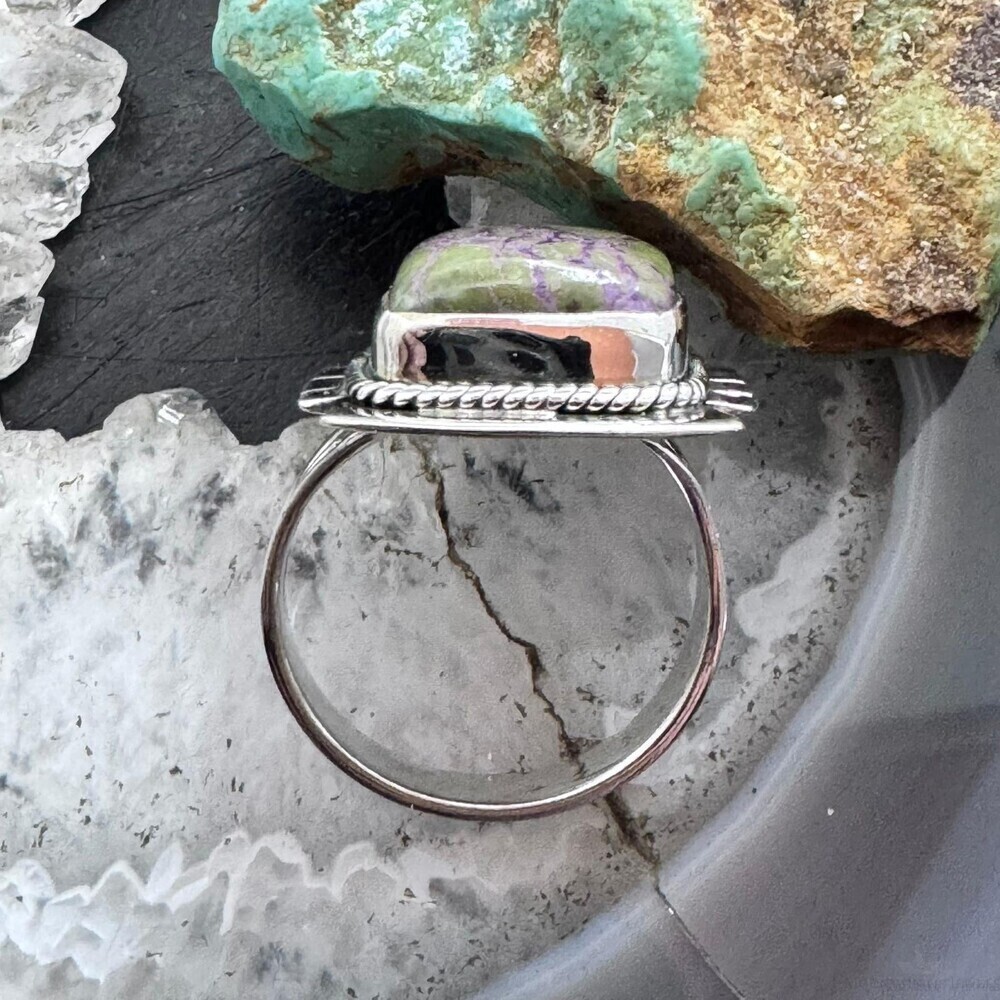 Sterling Silver Southwestern Style Stichtite Bar Ring Size 8.75 For Women - Picture 8 of 10